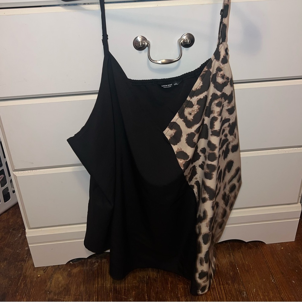 Black and cheetah tank top